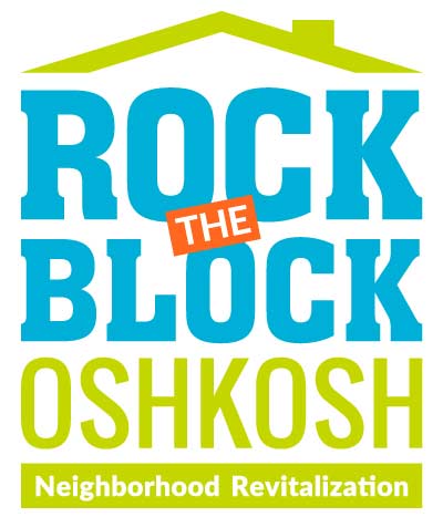 Rock the Block Oshkosh Neighborhood Revitalization logo.